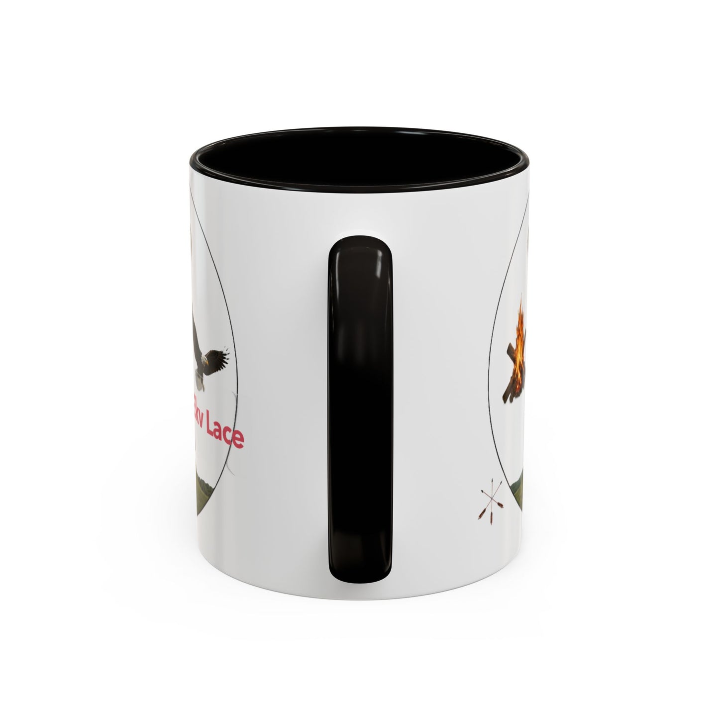 Kialegee Adventure Mug — 'Ekv Lace' Cross, Eagle & Campfire Ceramic Coffee Cup (11oz/15oz)