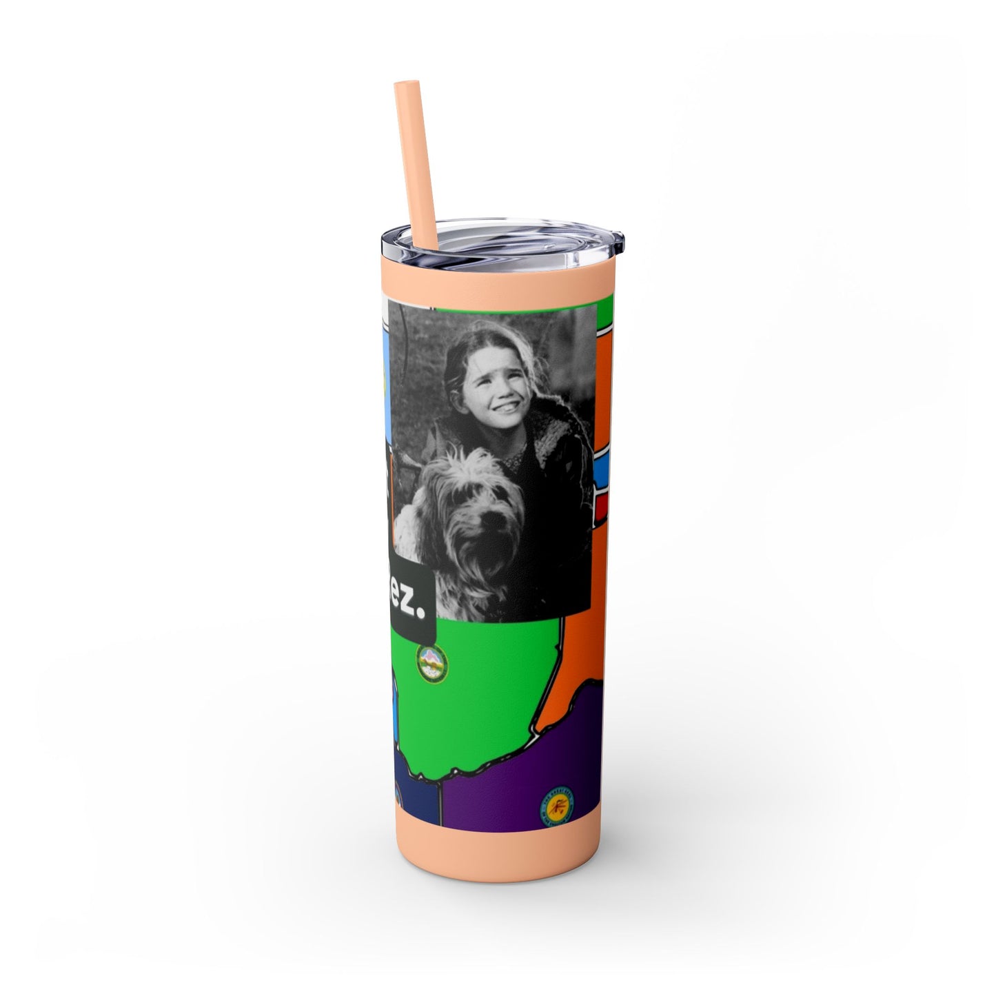 20oz Skinny Tumbler — 'Half-Pint Illegally on Osage Rez' Graphic Stainless Straw Cup
