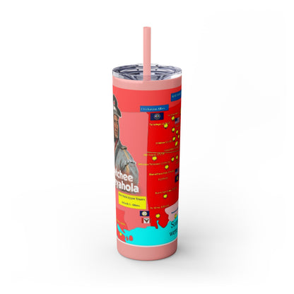 Opothleyahola Skinny Tumbler – Colorful Native American Portrait Design, 20oz Stainless Straw Cup
