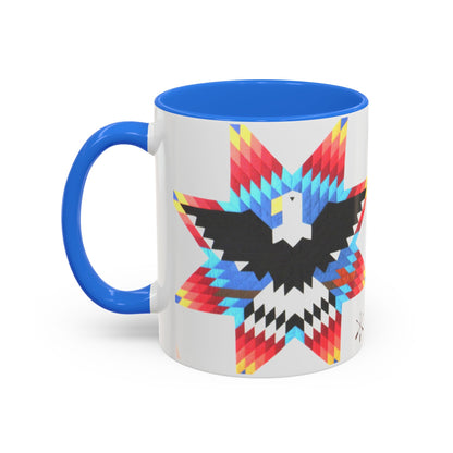 Onci  Eagle Star Ceramic Mug — Colorful Geometric Native-Inspired Coffee Cup (11oz, 15oz)