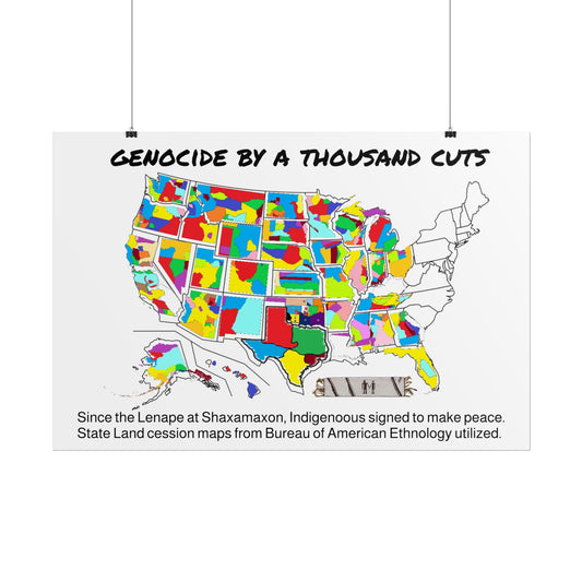 Land Cession Maps Rolled Poster — "Genocide by a Thousand Cuts" U.S. State Land Cession Map Poster