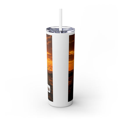 Ponca Sunset Teepee Skinny Tumbler — 20oz Insulated Straw Cup