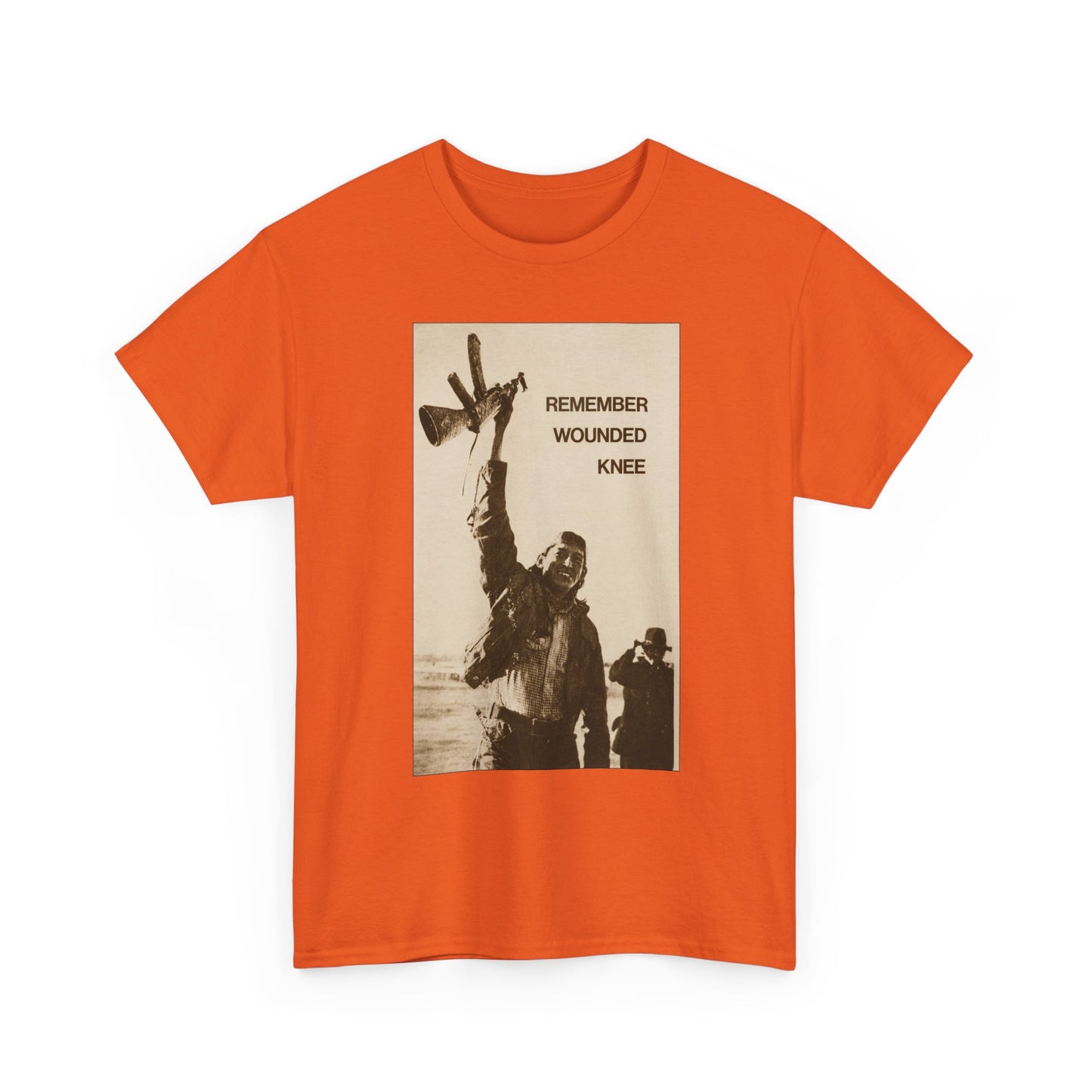 T-Shirt — 'Remember Wounded Knee' Historical Protest Tee with Arrow Emblem