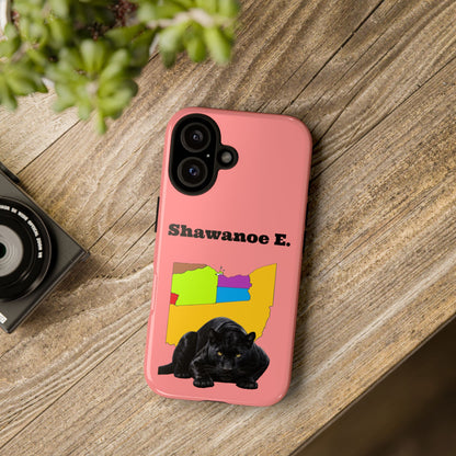 Shawnee E. Personalized Panther  Case — 'Shawanoe E.' Custom Name Red Protective Case