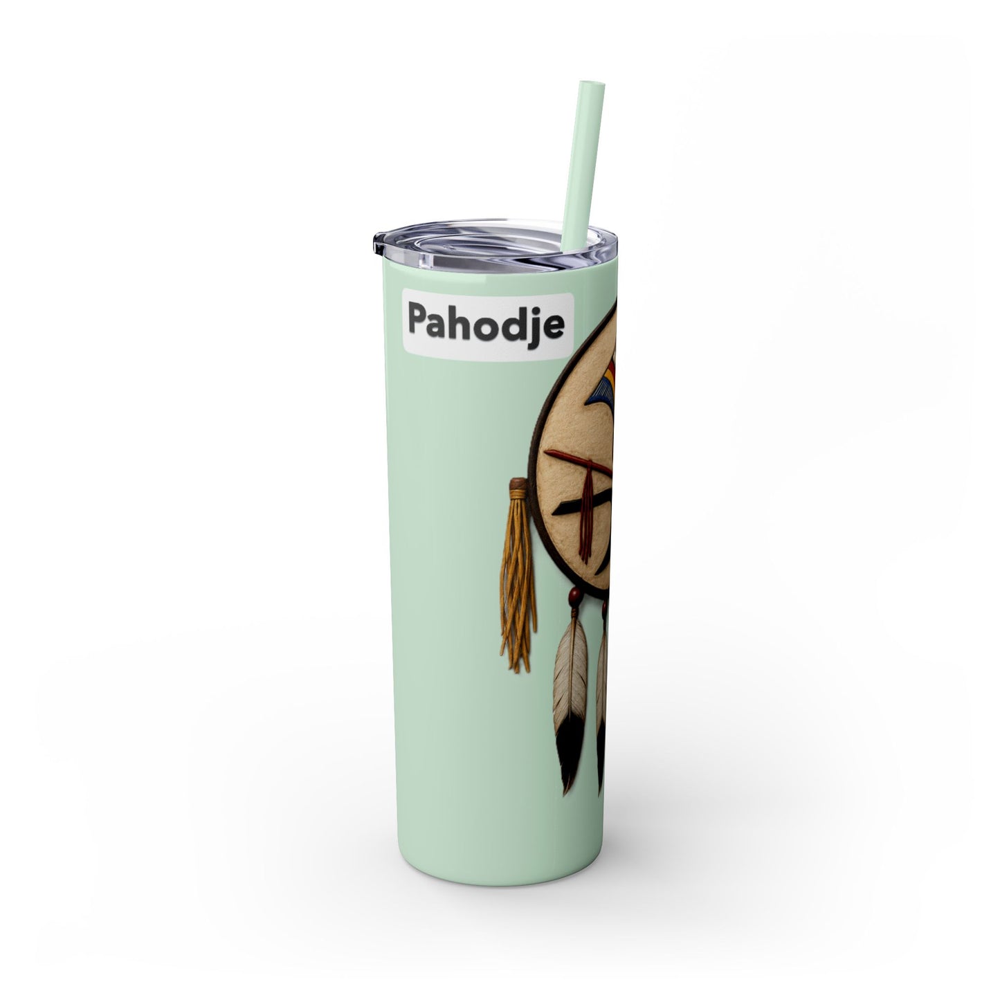 Iowa 20oz Skinny Tumbler with Native Dreamcatcher Design - 'Pahodje' Travel Straw Cup