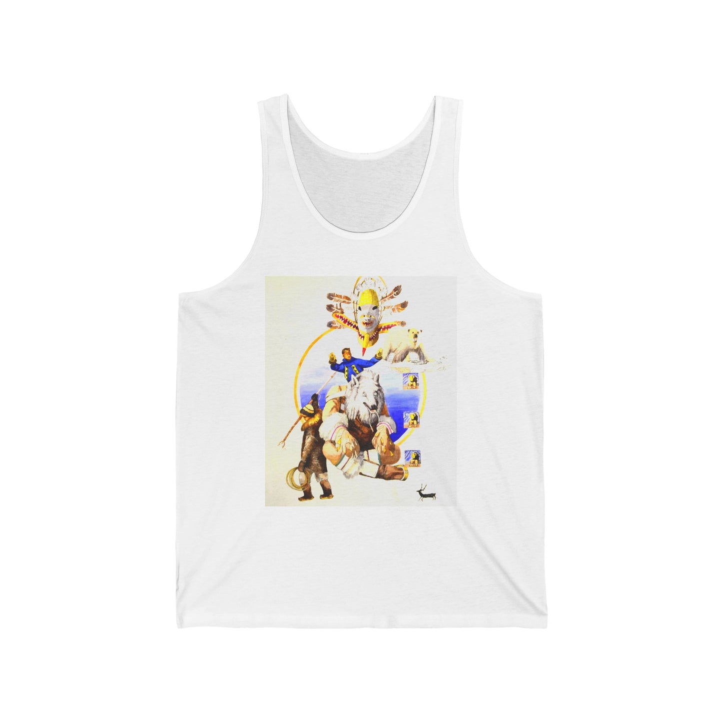 Inupiat/Yupik Wildlife Art Tank Top — Vintage Woodland Animal & Arrow Graphic
