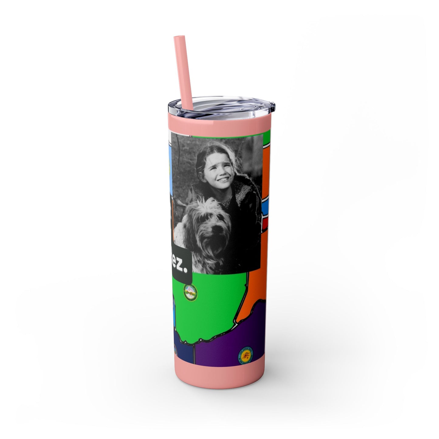 20oz Skinny Tumbler — 'Half-Pint Illegally on Osage Rez' Graphic Stainless Straw Cup