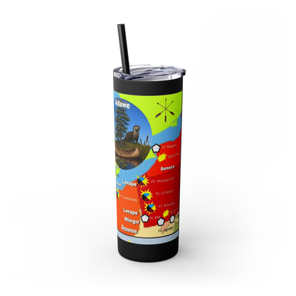 Pontiac Native Nations Map Skinny Tumbler — 20oz Travel Cup with Straw