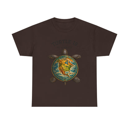 Turtle Globe Graphic Tee — "Turtle Is" Vintage Earth Turtle T-Shirt