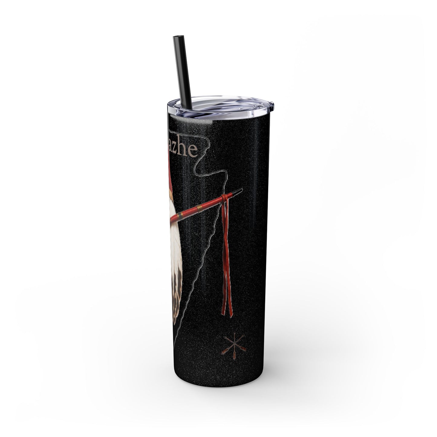Osage Skinny Tumbler — Native Feather & Pipe Design 20oz Straw Cup