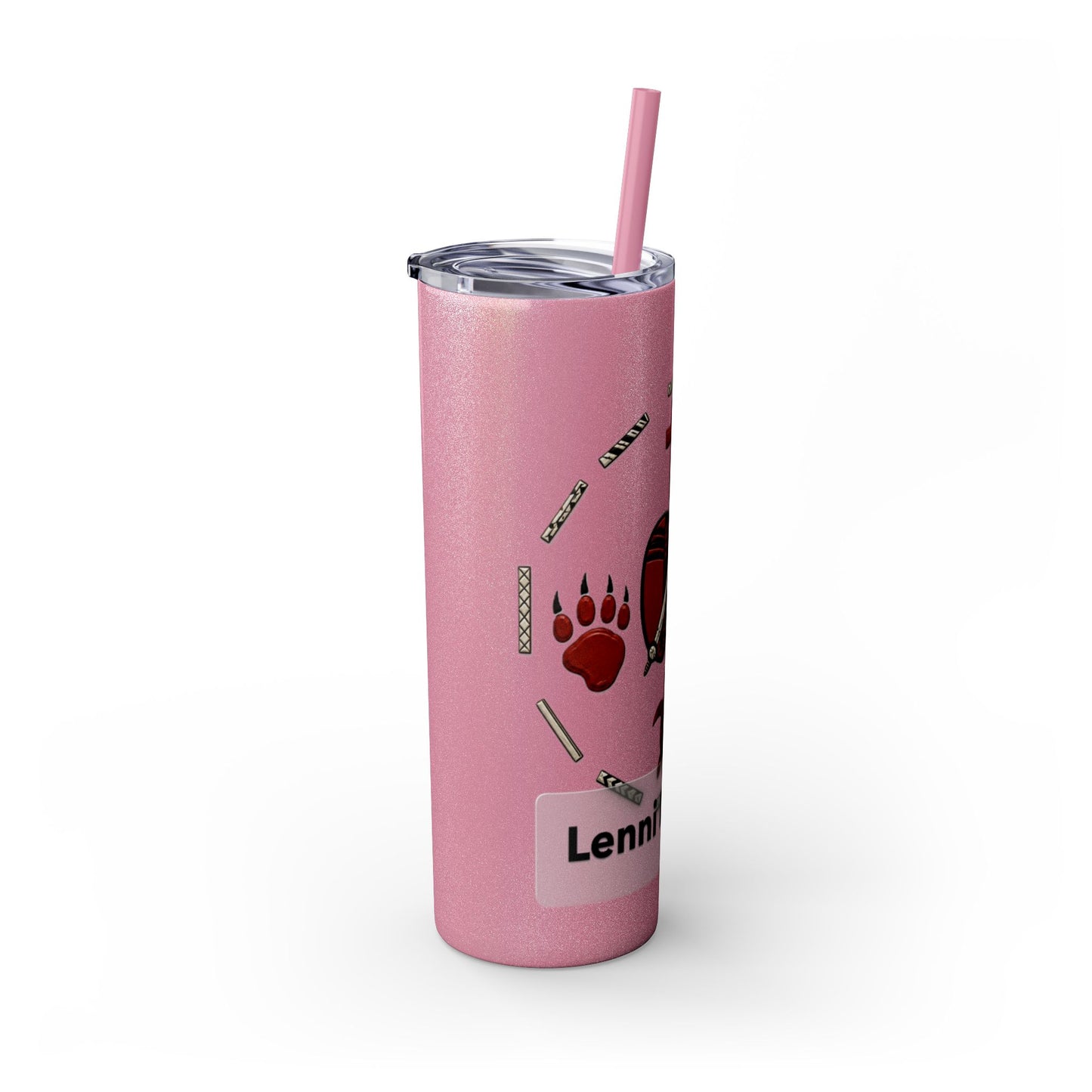 Delaware East Personalized 20oz Skinny Tumbler with Straw — Custom Name Tribal Crest Design