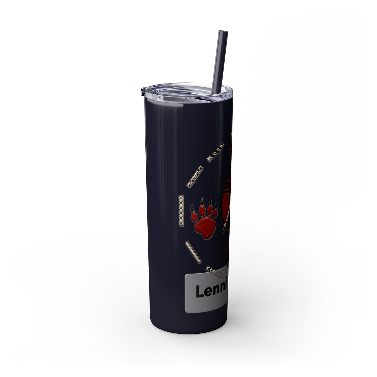 Delaware East Personalized 20oz Skinny Tumbler with Straw — Custom Name Tribal Crest Design