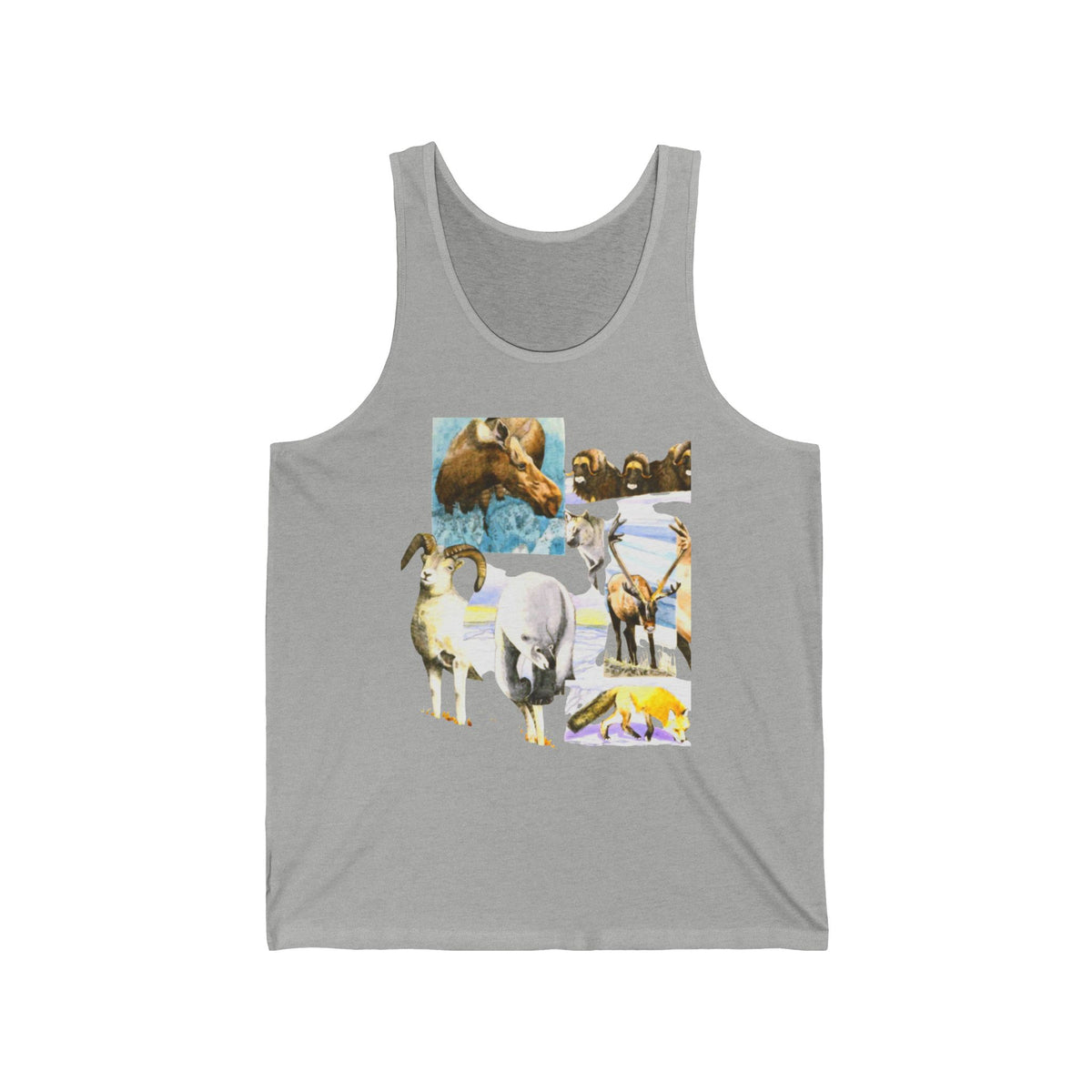 Wildlife Collage Tank Top — Vintage Animals & Arrow Back Graphic