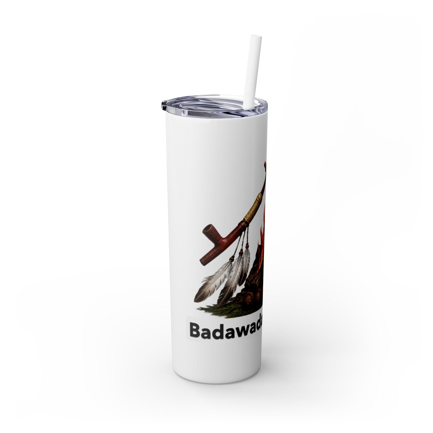 Pottawatomie Campfire Badge Skinny Tumbler 20oz — Badawadame Nation Design