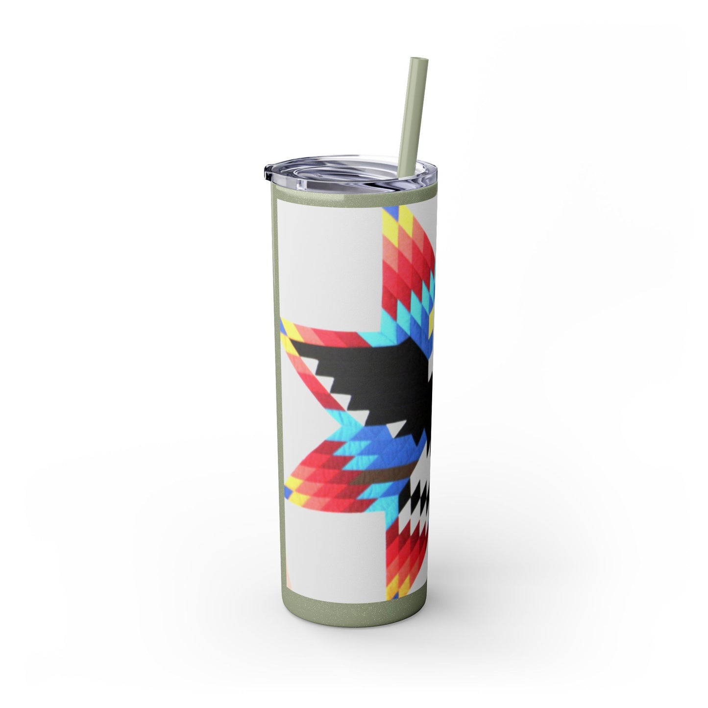 Onci 20oz Skinny Tumbler - Geometric Thunderbird Design, Insulated Travel Cup with Straw