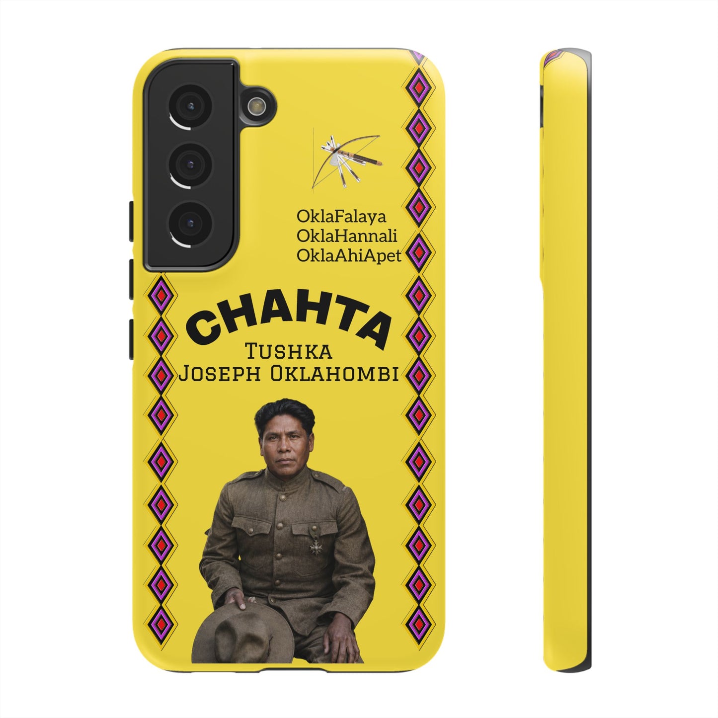 Chahta Tushka Joseph Oklahombi Yellow Phone Case — Native American Tribute Protective Cover