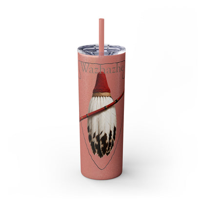 Osage Skinny Tumbler — Native Feather & Pipe Design 20oz Straw Cup