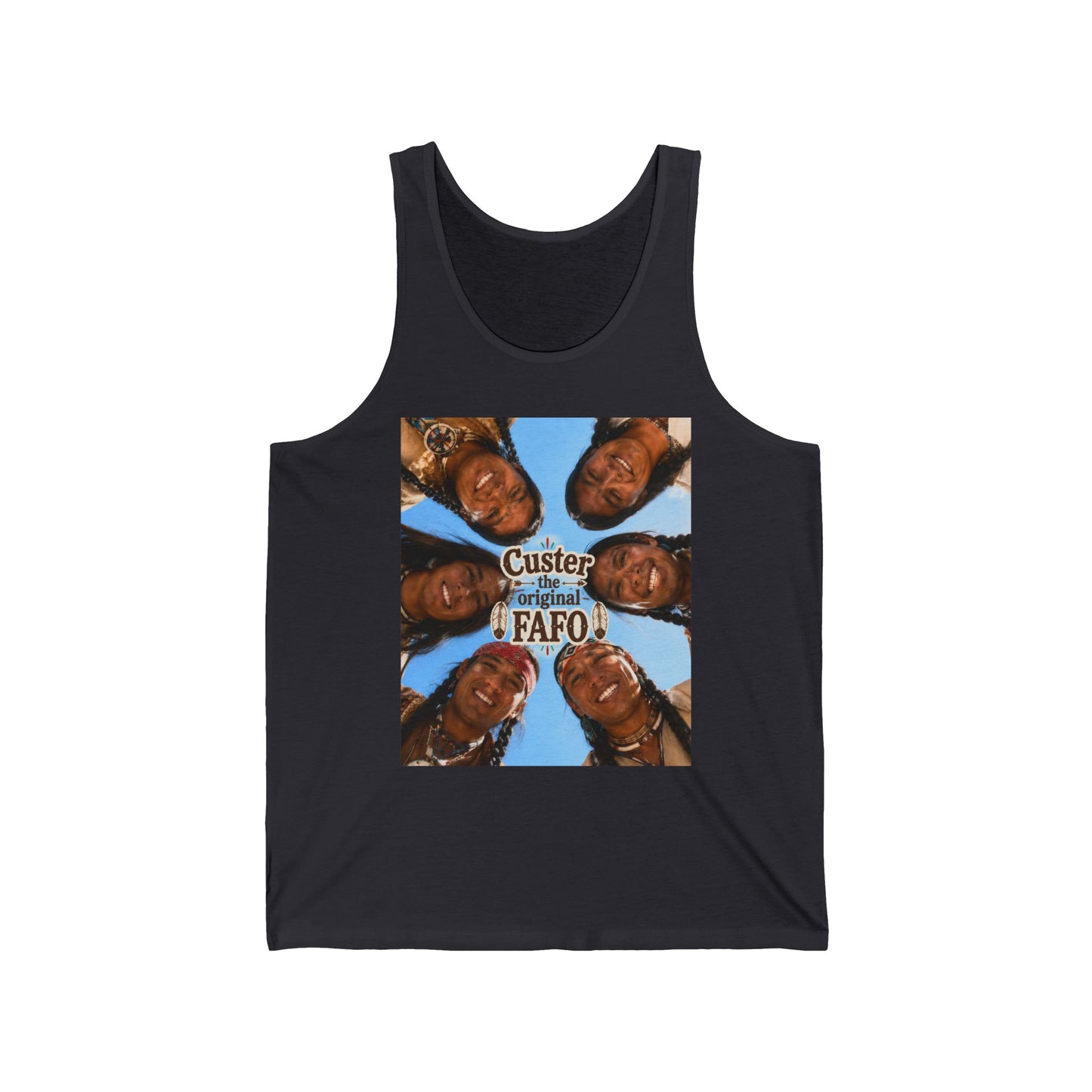 Custer FAFO Graphic Tank Top — 'Custer the Original FAFO' Retro Photo & Arrow Club Design