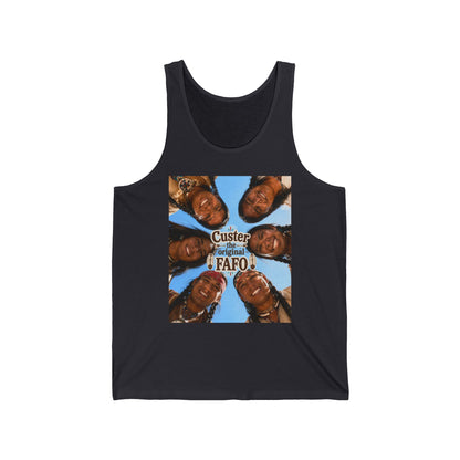 Custer FAFO Graphic Tank Top — 'Custer the Original FAFO' Retro Photo & Arrow Club Design