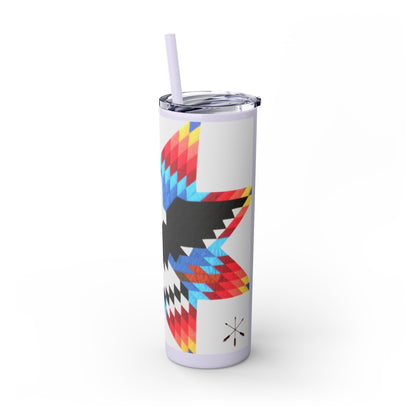 Onci 20oz Skinny Tumbler - Geometric Thunderbird Design, Insulated Travel Cup with Straw