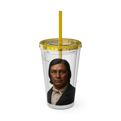 Chitto Harjo 16oz Portrait Tumbler with Straw — Historical Figure Illustration