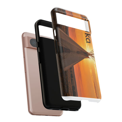 Ponca Sunset Tipi Phone Case — Personalized Native Teepee Landscape