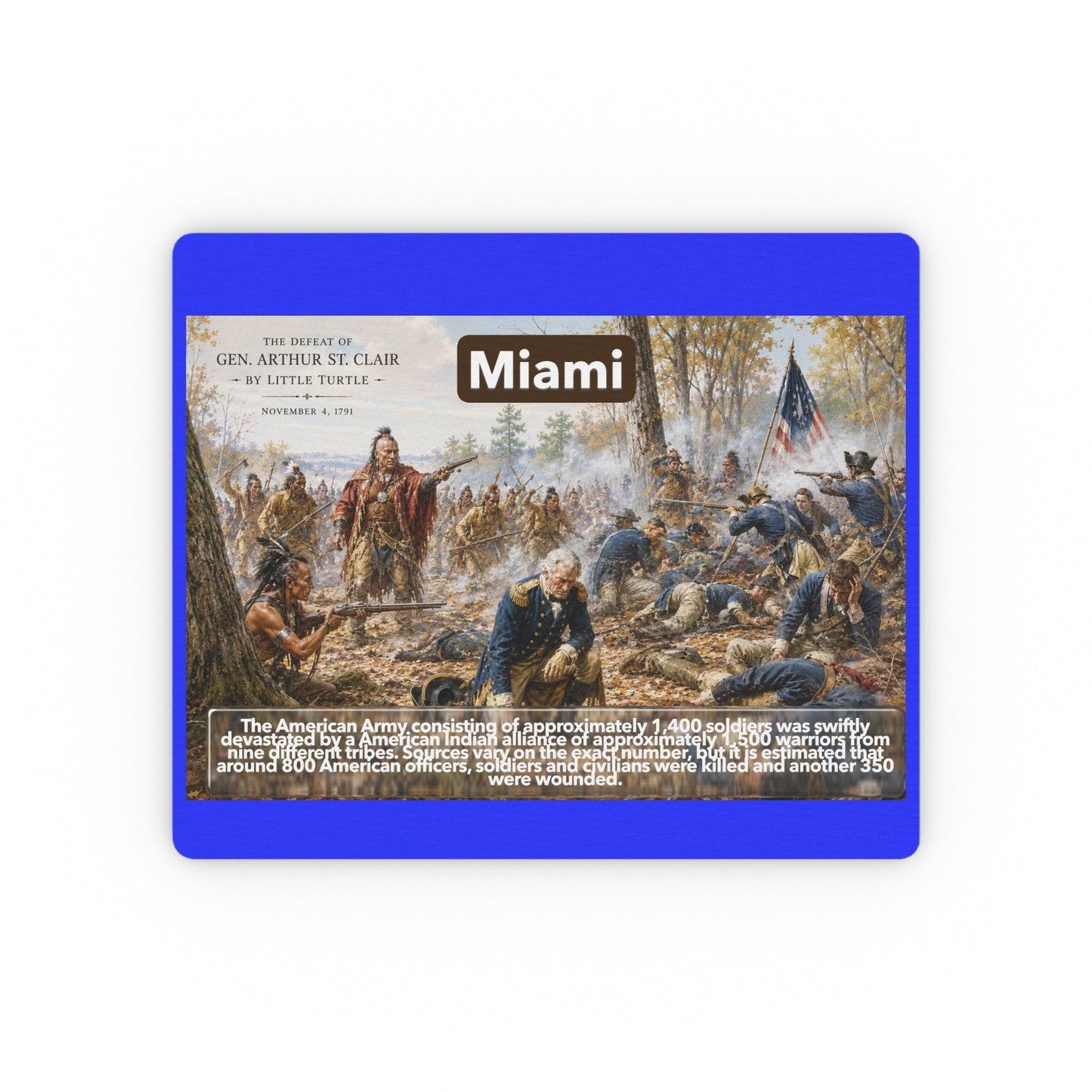 Miami Battle Scene Rectangular Mouse Pad — Historical War Art Desk Mat