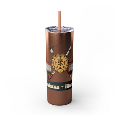 Cheyenne Arapaho 20oz Skinny Tumbler — Native American Shield & Arrows Design (Tsistsistas - Hinono'eitiit)