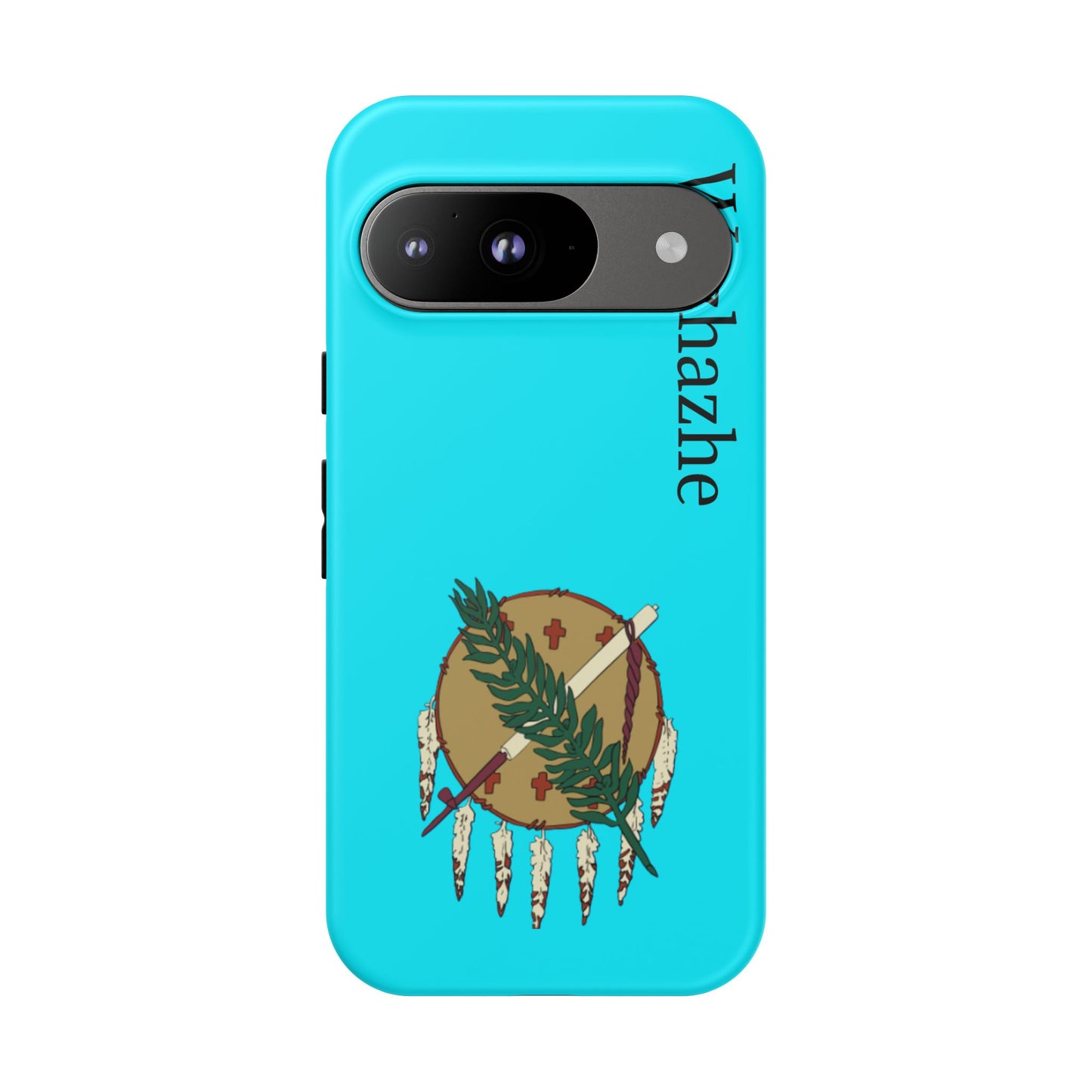 Osage Phone Case — Wazhahze Tribal Shield Design (Native Feather & Tomahawk)