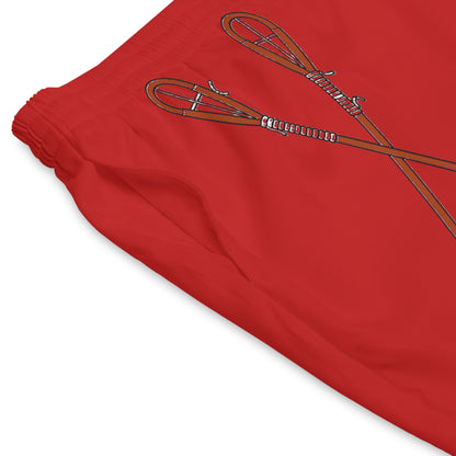 Water Men's Red Surf Wave Beach Shorts — Nautical Paddle Graphic