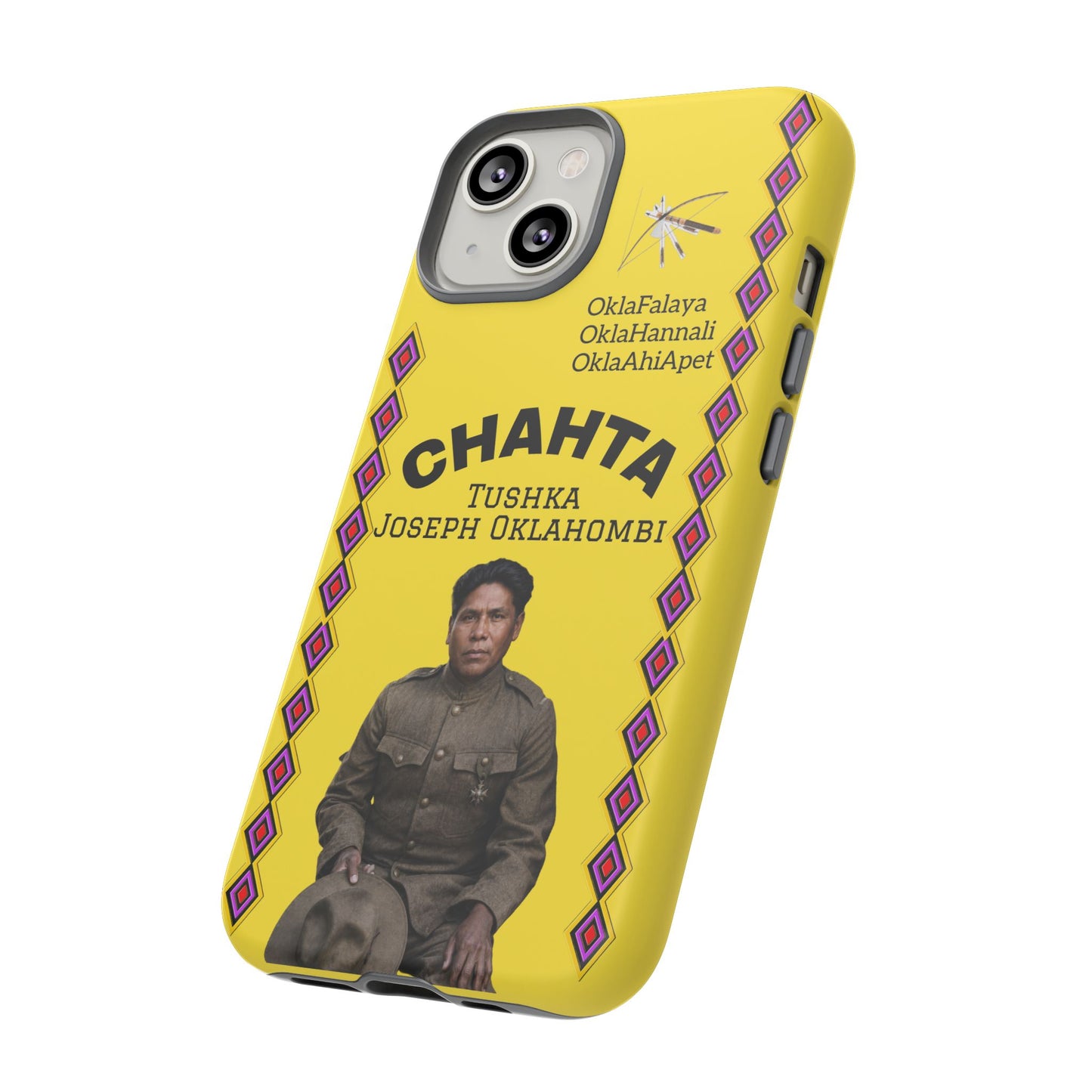 Chahta Tushka Joseph Oklahombi Yellow Phone Case — Native American Tribute Protective Cover