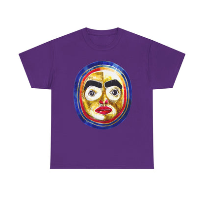 Moon Mask Art Tee — Colorful Surreal Face Graphic T-Shirt