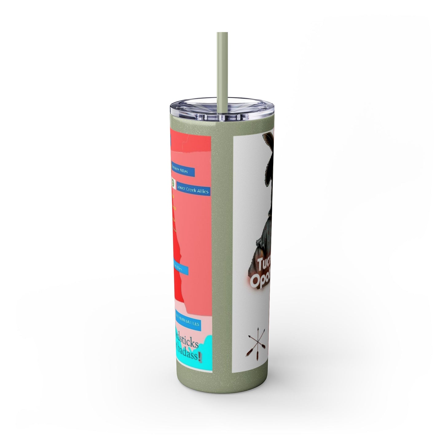 Opothleyahola Skinny Tumbler – Colorful Native American Portrait Design, 20oz Stainless Straw Cup
