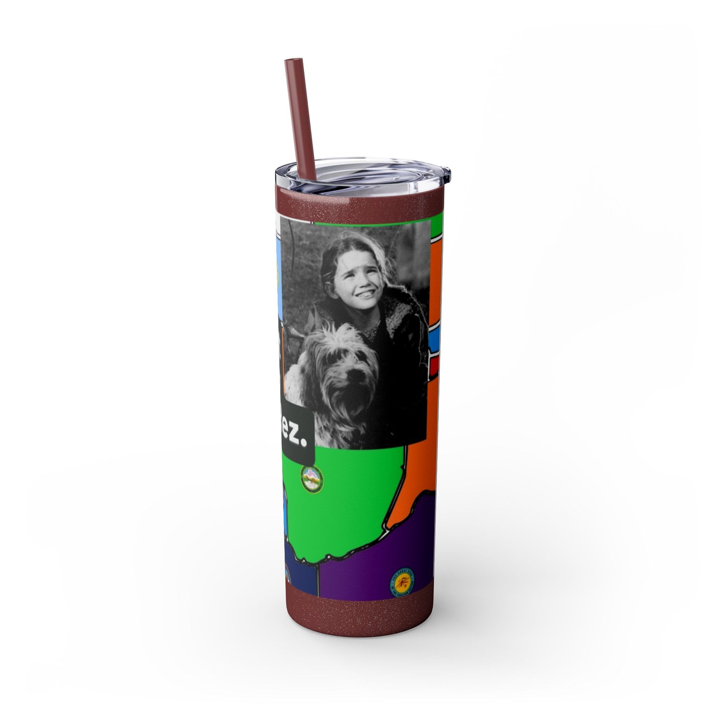 20oz Skinny Tumbler — 'Half-Pint Illegally on Osage Rez' Graphic Stainless Straw Cup