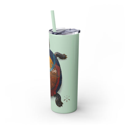 Delaware West Turtle Skinny Tumbler 20oz — Colorful Sea Turtle Travel Cup with Straw