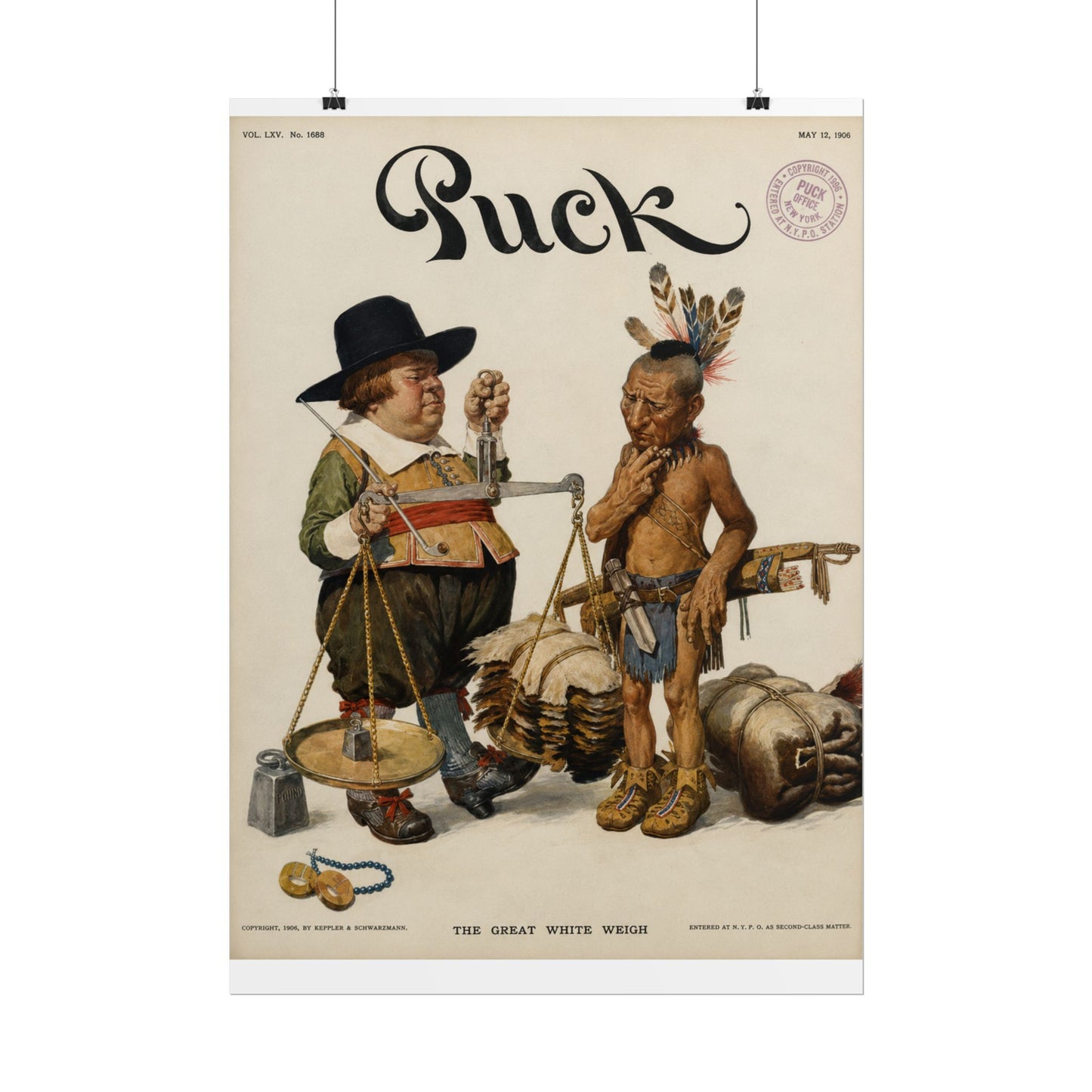 Puck Magazine Cover Rolled Poster - "The Great White Hopes"