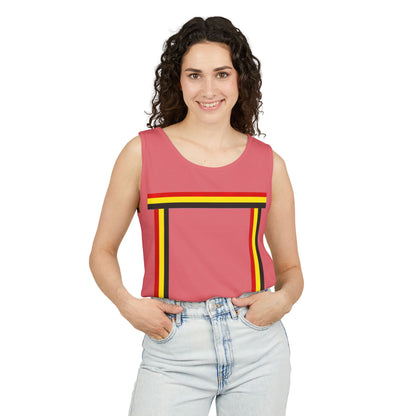 Ribbon shirt inspired Tank Top — Red Black Gold Striped Graphic Tank