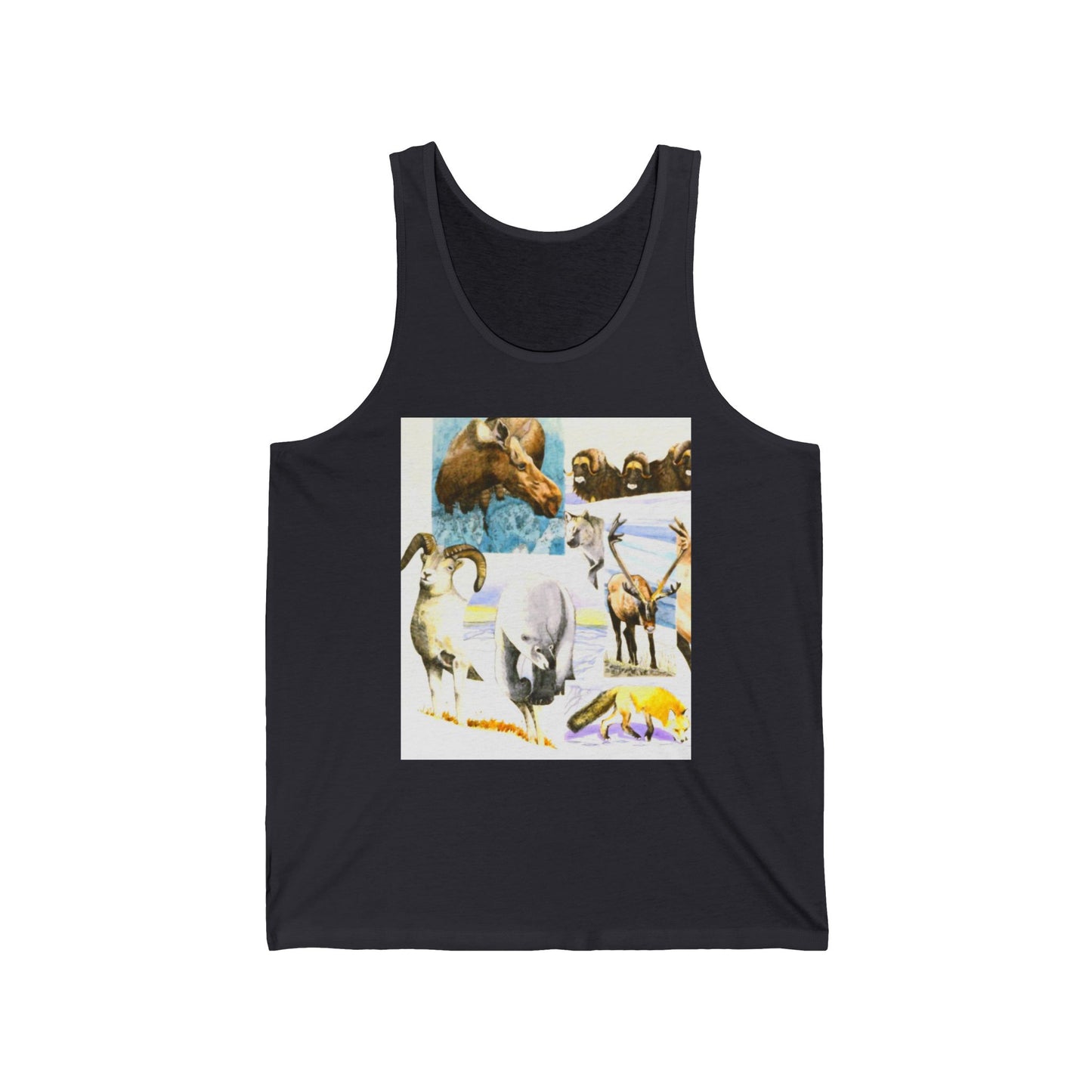Wildlife Collage Tank Top — Vintage Animals & Arrow Back Graphic