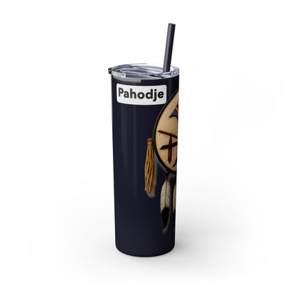 Iowa 20oz Skinny Tumbler with Native Dreamcatcher Design - 'Pahodje' Travel Straw Cup