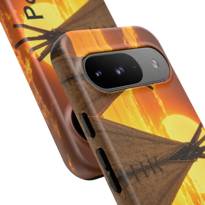 Ponca Sunset Tipi Phone Case — Personalized Native Teepee Landscape