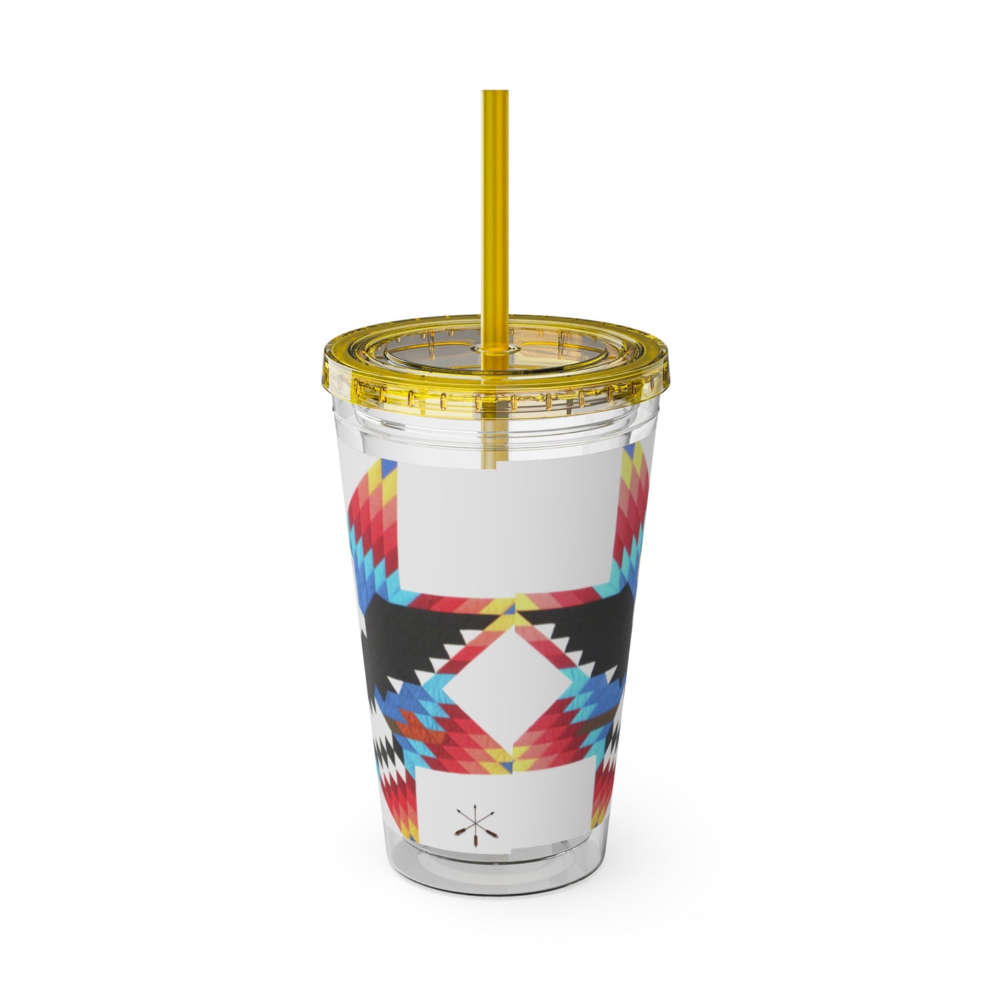 Onci 16oz Sunsplash Tumbler with Straw — Southwestern Eagle Pattern, Insulated Travel Cup