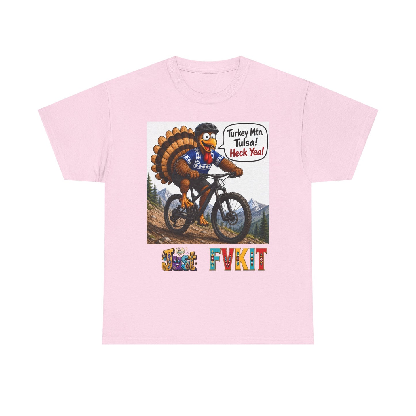 Turkey Mountain Biker Tee — 'Turkey Mtn Tulsa! Heck Yeah!' Graphic T-Shirt
