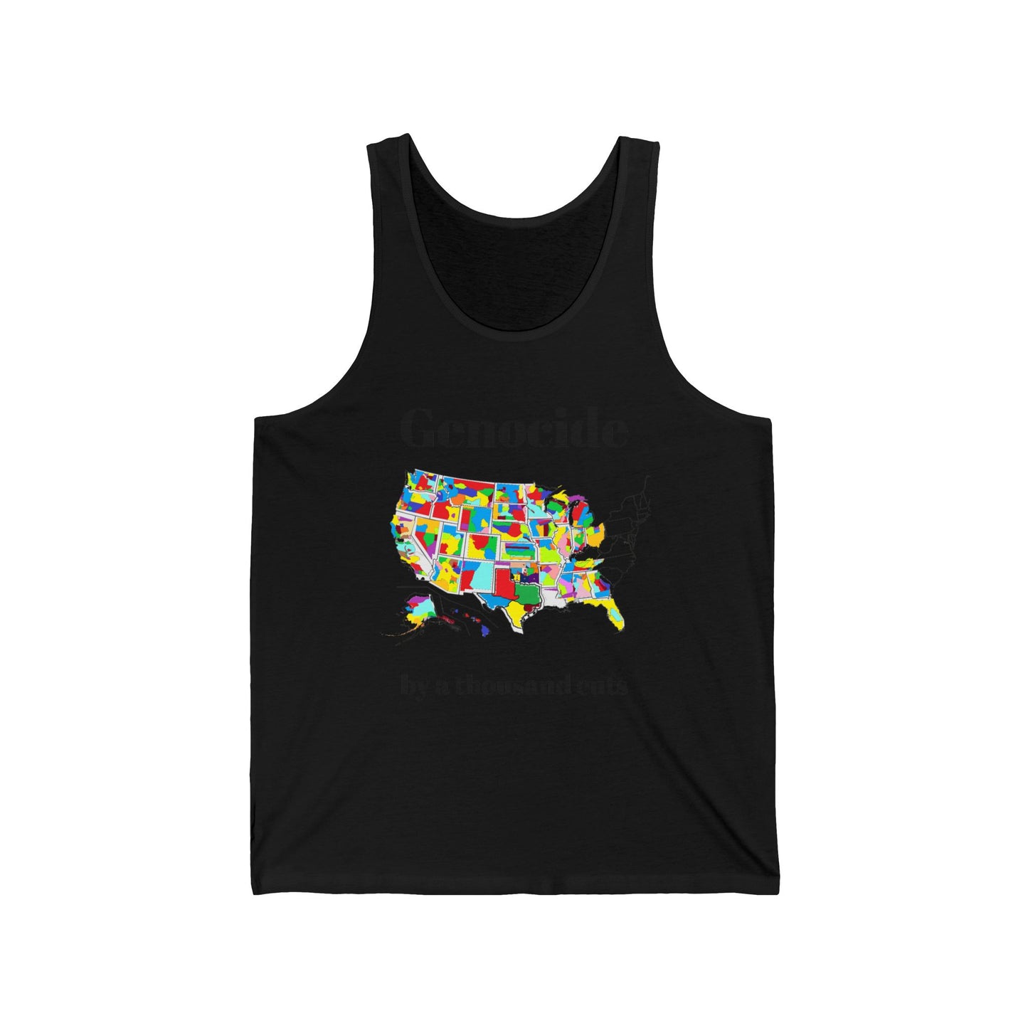 Genocide by a Thousand Cuts USA Map Tank Top — Political Statement Graphic Tank