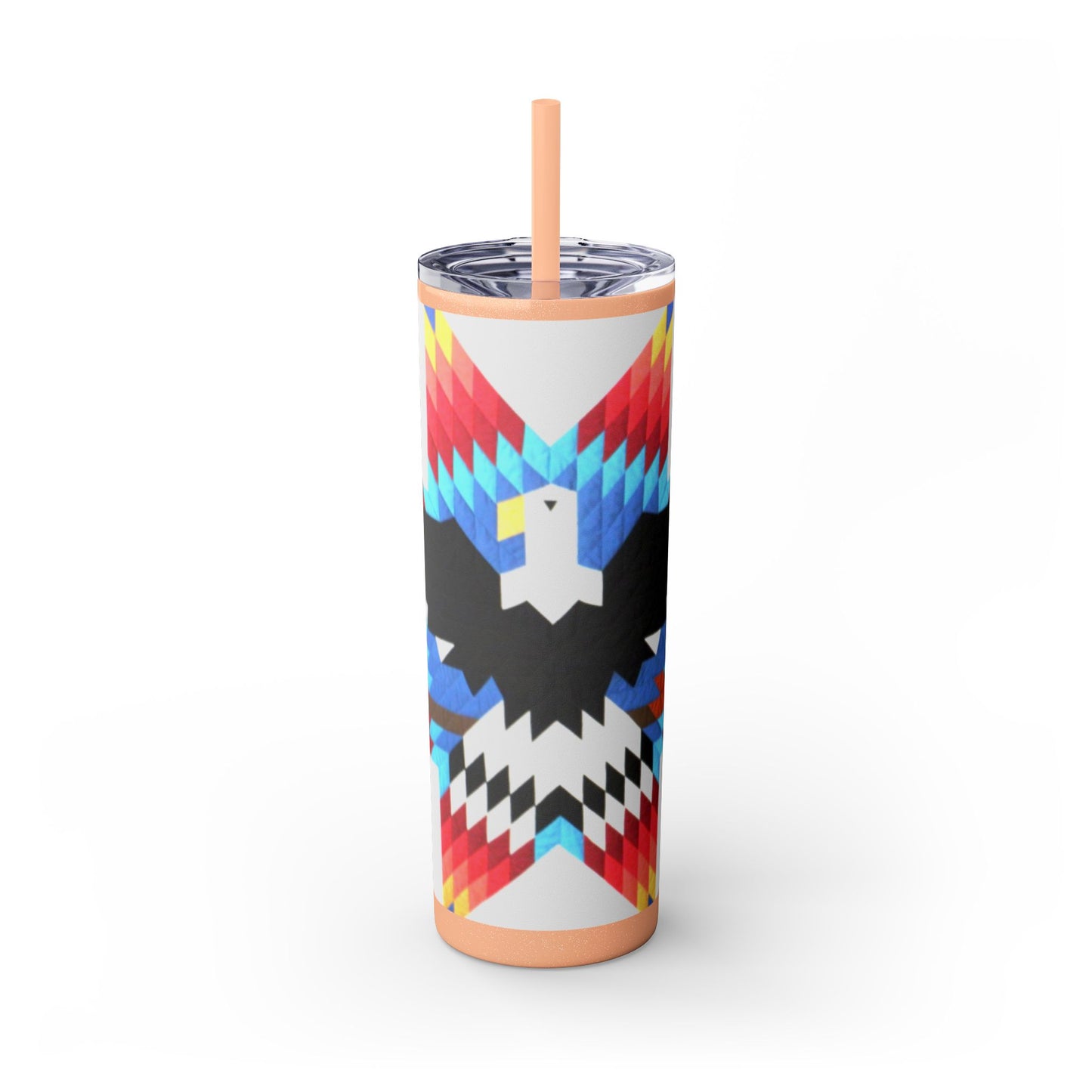 Onci 20oz Skinny Tumbler - Geometric Thunderbird Design, Insulated Travel Cup with Straw