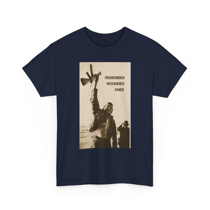 T-Shirt — 'Remember Wounded Knee' Historical Protest Tee with Arrow Emblem