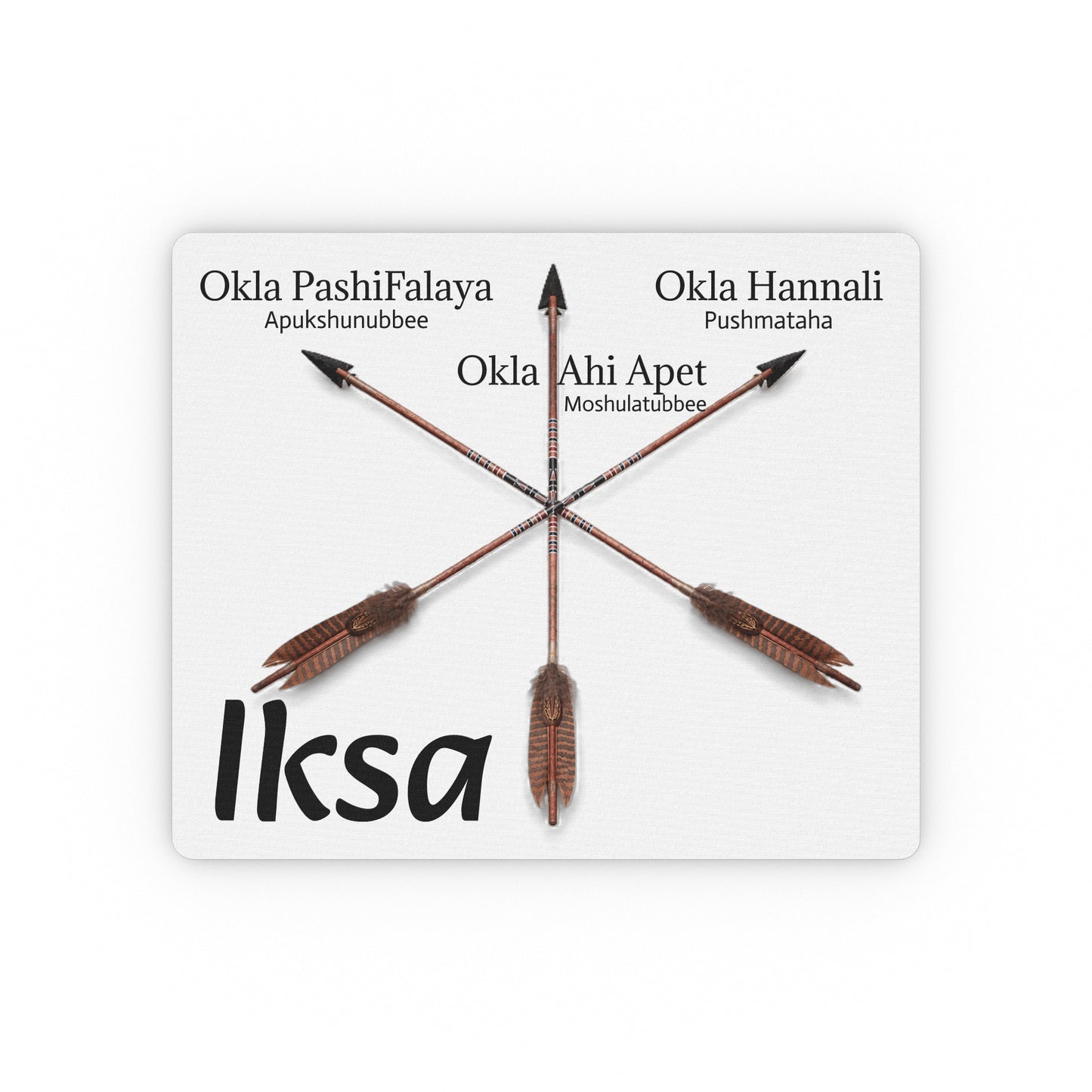 Choctaw Clan Arrows Rectangular Mouse Pad — Okla PashiFalaya, Okla Hannali, Okla Ahi Apet Design