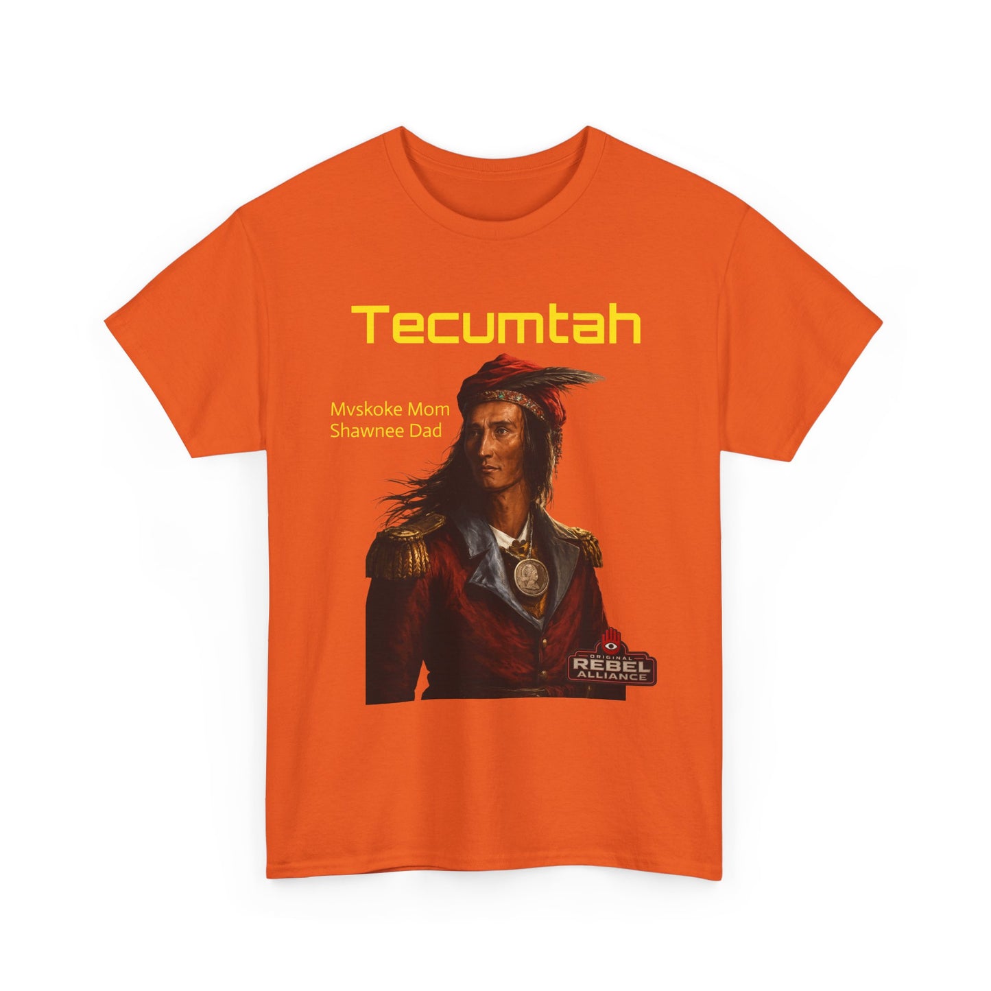 Tecumtah Native American Portrait T‑Shirt — Mvskoke Mom/Shawnee Dad Heritage Tee