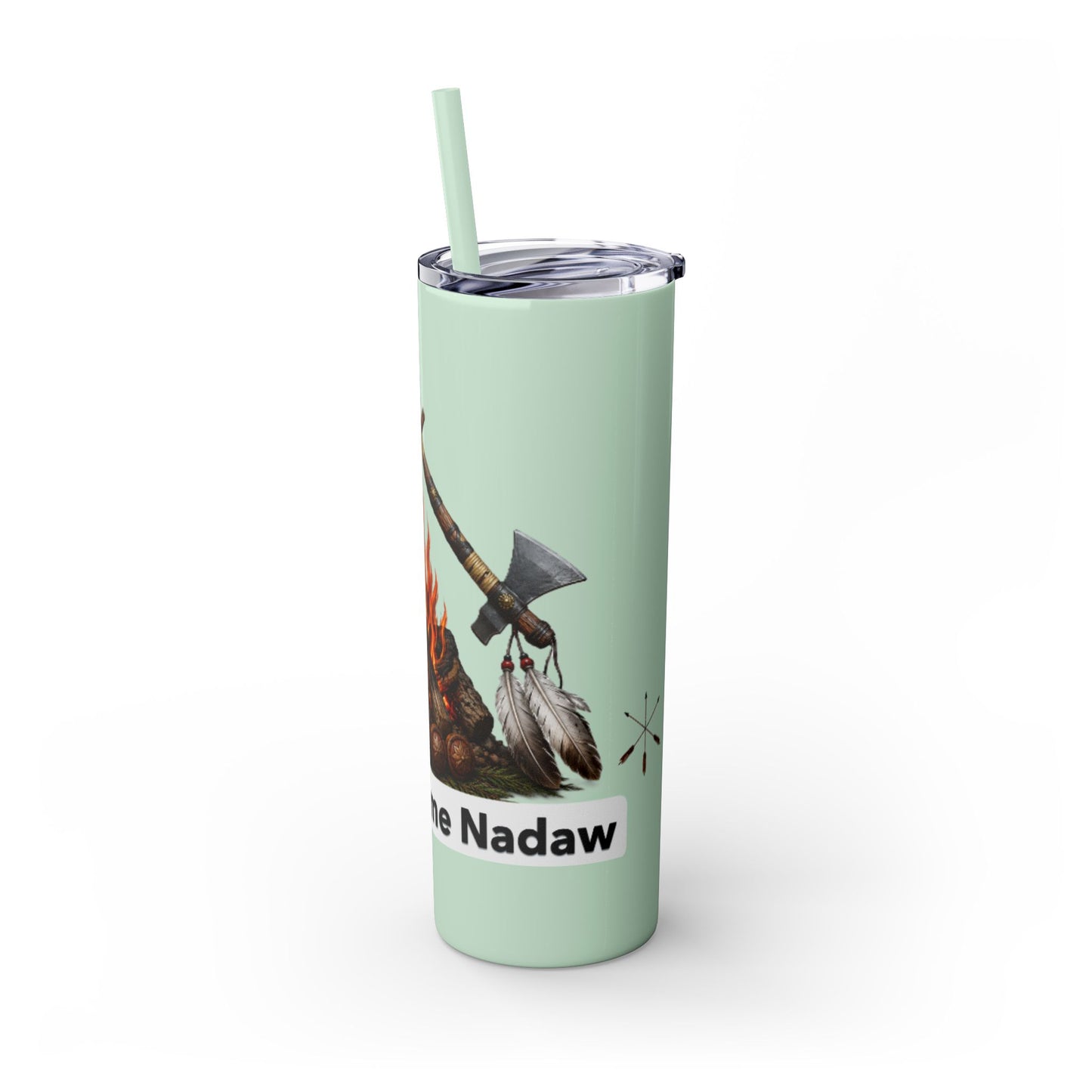 Pottawatomie Campfire Badge Skinny Tumbler 20oz — Badawadame Nation Design