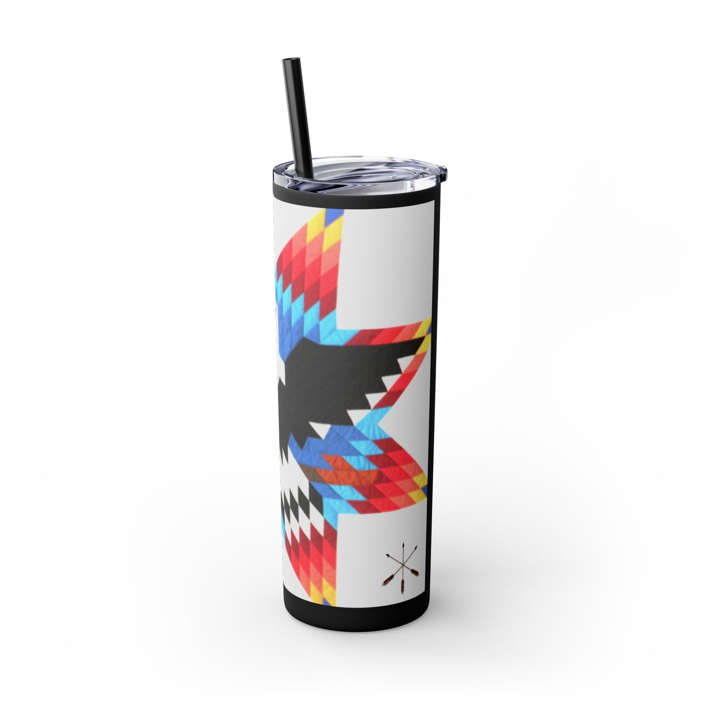 Onci 20oz Skinny Tumbler - Geometric Thunderbird Design, Insulated Travel Cup with Straw