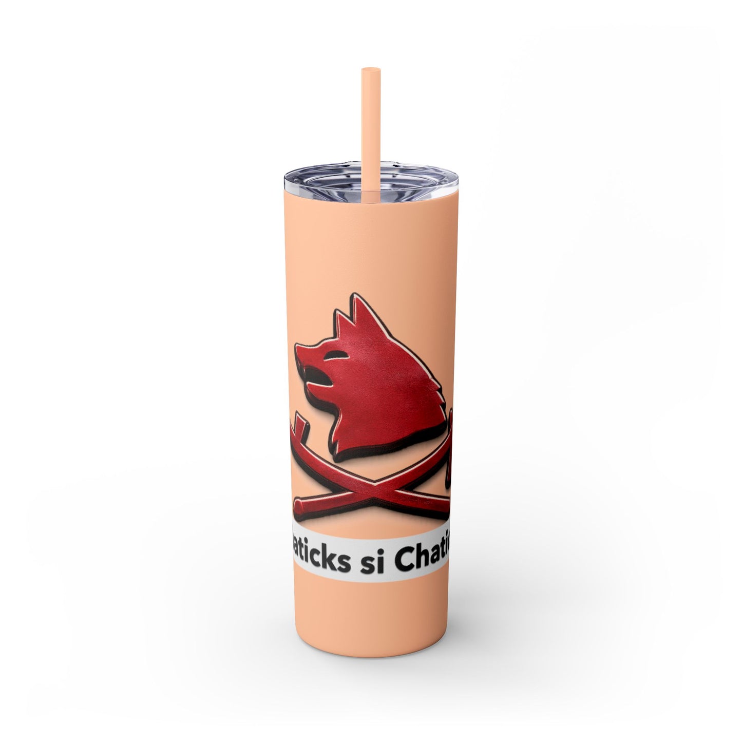 Pawnee Skinny Tumbler — Red Wolf Logo 20oz Insulated Tumbler with Straw
